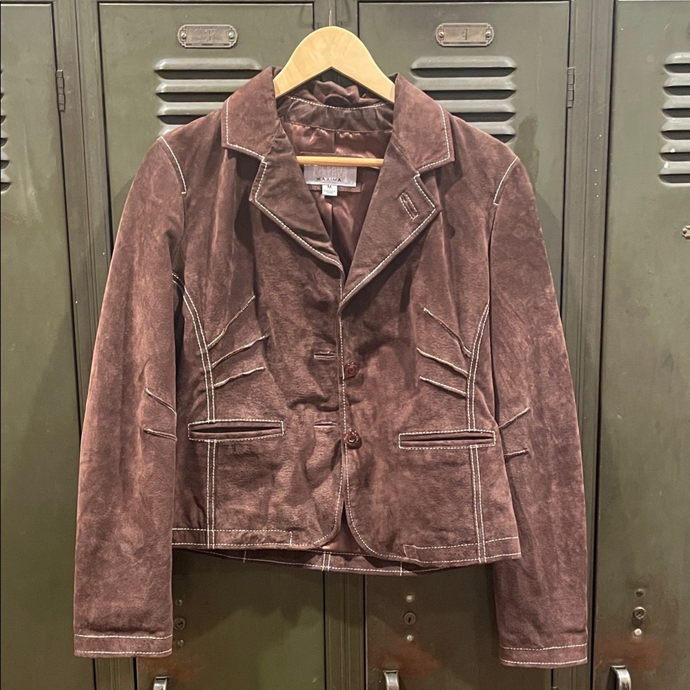 Maxima Chocolate Brown Suede Blazer